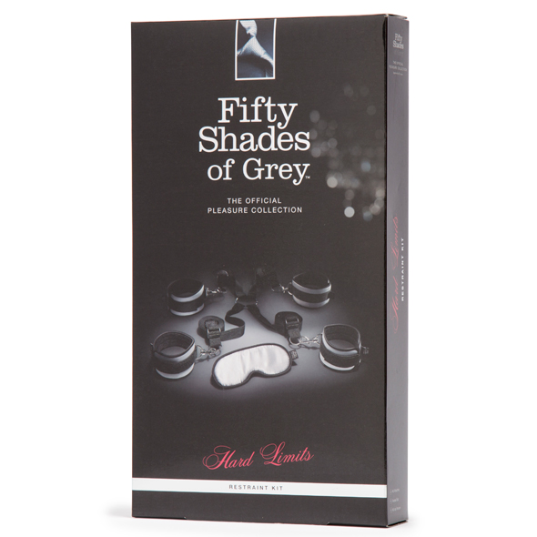 indpakning til Fifty Shades of Grey bindesæt i grå