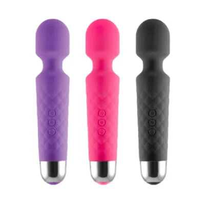 love magic wand vibrator sort sammen med de to andre farver; lilla og pink