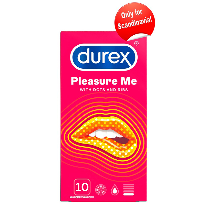 Durex Pleasure Me Kondomer med Knopper og Riller - 10 stk kr. 69,00,-