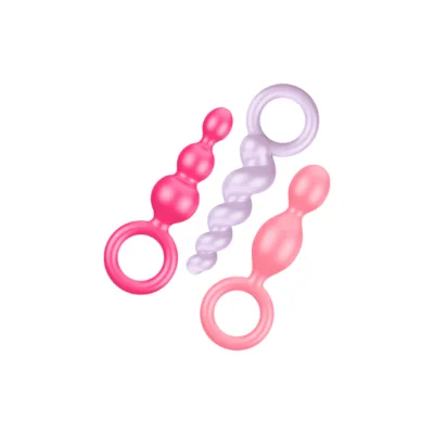 satisfyer booty call multi er tre anal beads i hver sin fine lyserøde/lilla farve