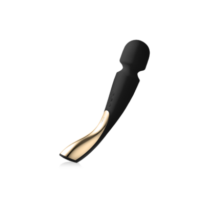 Lelo Smart Wand 2 Large Klitoris Vibrator i sort er en sort wand med guld håndtag