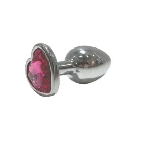 Metal Anal Plug med Pink Hjerteformet Diamant