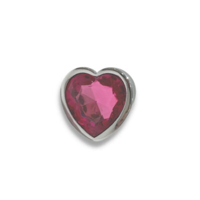 metal anal plug med pink hjerteformet diamant bund
