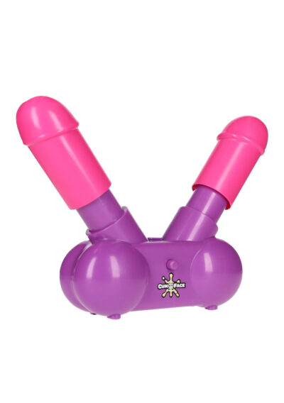 Viser en dual penis spil i lilla og pink